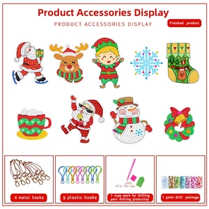 DIY Christmas diamond painting keychain set with 9 patterns and crafting tool accessories