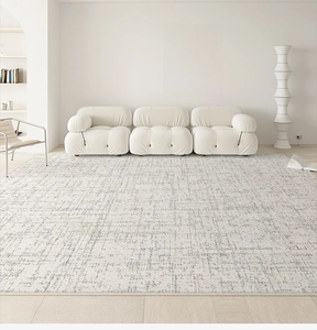 Detail of Camellia Grey waterproof rug with minimalist texture for living room decor