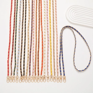 Elegant Replacement Bag Strap Metal Chain Braided With Leather Crossbody Shoulder Handbag Accessory For Women