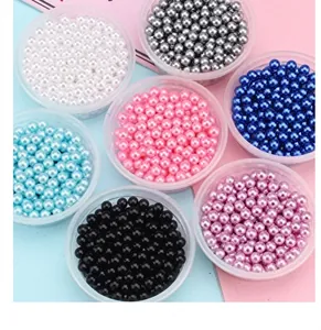 Detailed view of colorful pearlized round beads in assorted colors for DIY jewelry making