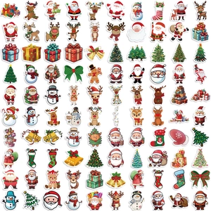 Set of 100 waterproof Christmas Santa graffiti stickers for laptops and guitars