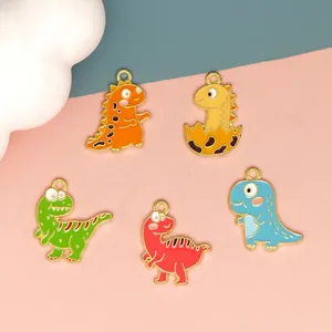 Cartoon Dinosaur Charms Alloy Enamel DIY Jewelry Making Pendants Necklace Bracelet Keychain Cute Animal Style