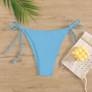 Women Bikini Bottom Side Tie Adjustable Swimsuit Briefs High Cut Solid Color Beach Swimwear Sexy Brazilian Underwear