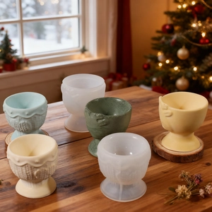 Christmas reindeer embossed resin mold sets with woven texture for DIY candle holders