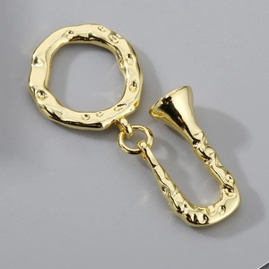 Baroque style 18K gold plated hammered texture OT toggle clasp for necklace jewelry making