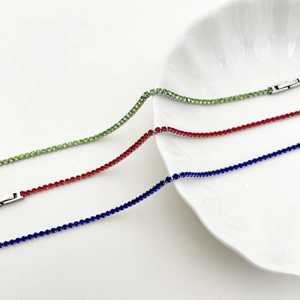 Three-color minimalist tennis bracelets with cubic zirconia in stainless steel