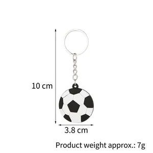 Classic soccer ball PVC keychain with silver metal ring and 3.8cm diameter sizing