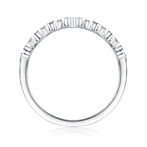 Minimalist S925 sterling silver ring with geometric pattern for women on white background