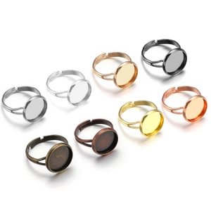 Adjustable Ring Blanks Copper Metal Round Tray Base Cabochon Settings For DIY Jewelry Making Findings Accessories