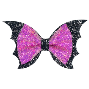 Sparkly pink and black bat wing hair bow for girls Halloween party accessories