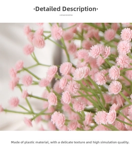 Macro detail of realistic pink Gypsophila flowers with delicate plastic petals and stems