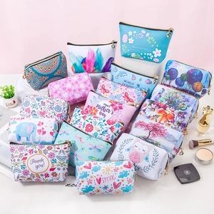 Large Capacity Makeup Bag PU Leather Waterproof Floral Print Travel Toiletry Organizer Portable Zipper Pouch Bags