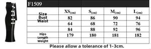 Detailed size chart for black velvet slim mermaid evening gown with white bow accent