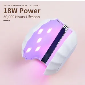 Lámpara de uñas LED UV de 18W en forma de concha con luz púrpura y larga duración