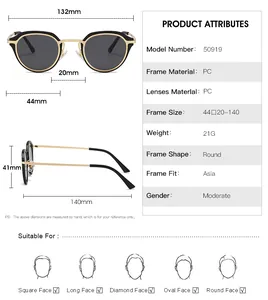 Detailed size chart for oval sunglasses featuring precise frame and lens measurements