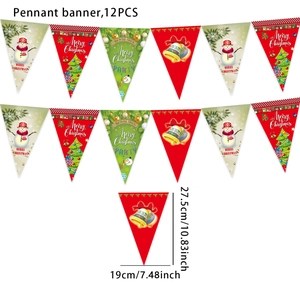 Detail of 12pcs Santa Claus Christmas pennant banner with precise size dimensions