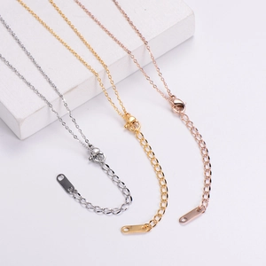 Detailed view of bamboo joint chain necklaces with lobster clasp and adjustable extension link