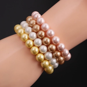 Faux Shell Artificial Pearl Bracelet Beaded Elastic Jewelry Minimalist Fashion Accessory Gift For Women Anniversary Birthday
