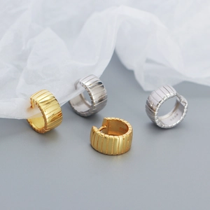 925 silver irregular vertical striped huggie hoop earrings in gold and silver finishes