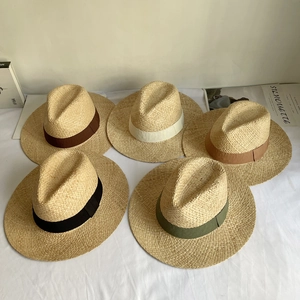 Handwoven raffia Panama hats for men and women available in five stylish band colors