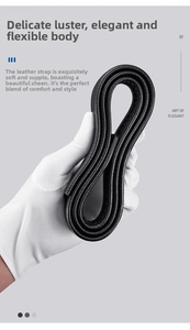 Flexible black leather belt with elegant texture and fine stitching detail