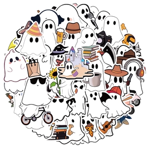 50 pieces of cute cartoon ghost waterproof stickers for laptops and skateboards