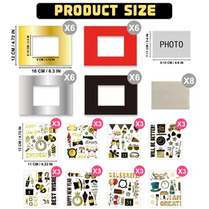 Detailed dimension guide for Christmas DIY sticker set and assorted photo frames