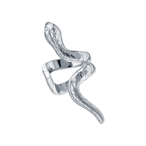 Minimalist S925 sterling silver snake wrap ring with textured scales and zircon stone