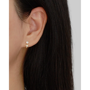 S925 silver starburst earrings with sparkling zircon drop in elegant gold finish