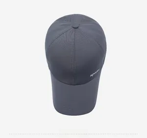 Detail of dark grey baseball cap with laser-cut breathability holes and Sports logo