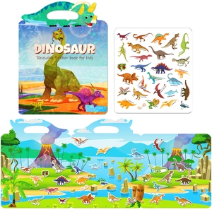 Libro de Pegatinas de Gel Reutilizables de Dinosaurio para Niños Juguete Educativo Cognitivo Libro de Rompecabezas de Aprendizaje Temprano