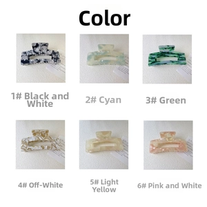 Selection of six colors for large acetate hair claws with marble textures and hollow design