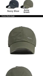 Détails de casquettes de sport légères et respirantes en bleu marine et vert armée avec maille