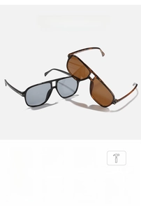 Detail view of aviator sunglasses with dual-bridge frame and UV400 protection features
