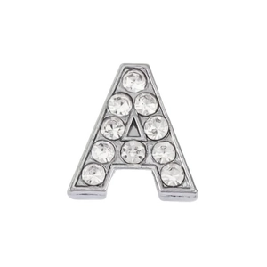 Ciondolo lettera A in argento con strass bianchi brillanti per gioielli fai-da-te