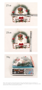 Detaillierte Größenansicht eines 27cm Weihnachtsschneemann-Kranzes mit merry christmas Schild