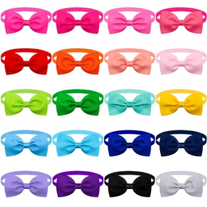 Detailed grid view of 20 assorted solid color pet bow ties with ribbed texture