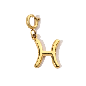 Detailed close-up of a gold titanium steel H-shaped charm with a detachable round spring clasp