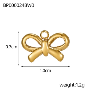 Pendentif papillon élégant en acier inoxydable doré pour création de bijoux 1x0,7cm