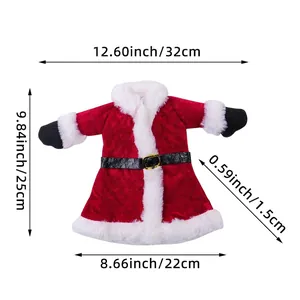 Weihnachts-Weinkleid Flaschenhülle Größentabelle mit 32x25cm Maßen aus rotem Samtstoff