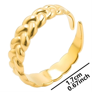 Adjustable golden braided twist ring made of stainless steel for men and women
