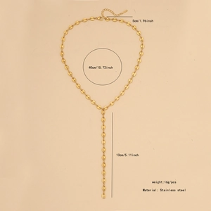 Collana a Y dorata in acciaio inossidabile con maglie chicco di caffè, catena 40cm e pendente