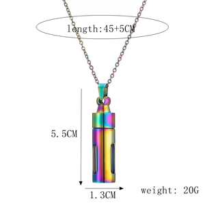 Detailed dimensions of the rainbow stainless steel perfume bottle pendant necklace