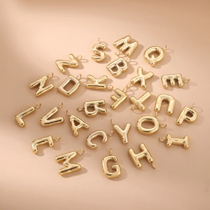 Golden balloon style 26 alphabet letters pendant set in polished stainless steel
