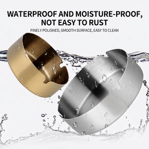 Polished gold and silver stainless steel ashtrays with rustproof waterproof splash effect