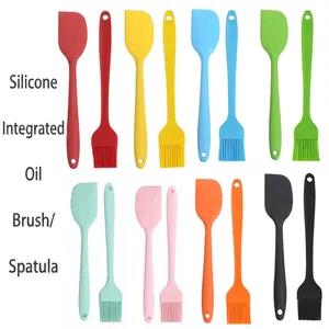 Silicone Basting Brush And Spatula Integrated Heat Resistant For BBQ Baking Kitchen Cooking Pastry Multi Colors