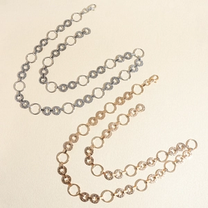 Set di cinture a catena metallica oro e argento con maglie a disco rotonde strutturate