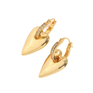 Elegant two-tone heart earrings with 18K gold plating and sparkling cubic zirconia stones