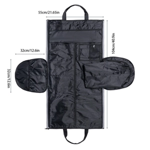 Convertible travel garment bag with multiple pockets and compartments for business suits.
