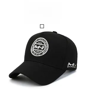 Detail of high-quality cotton canvas baseball cap featuring white 3D embroidery logos